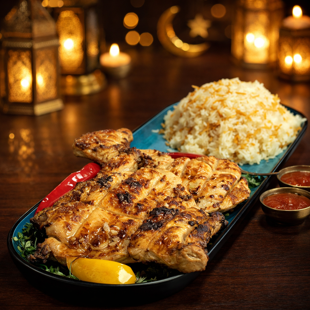 نص دجاج مشوي 